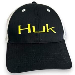 Huk Strapback Trucker Hat Black Yellow Mesh Back